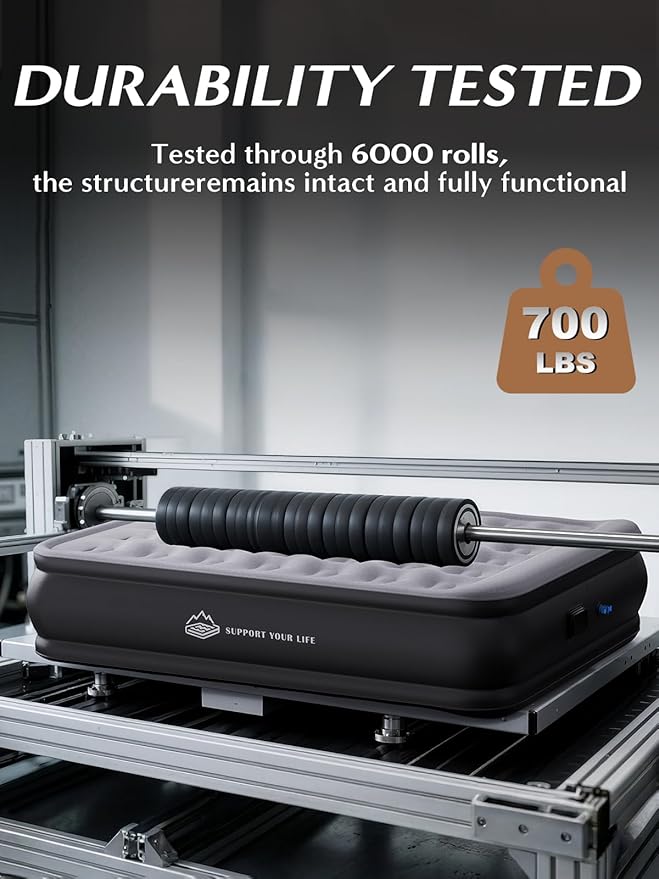 Queen Air Mattress with Built in Pump, 18" Upgraded One-Touch Inflatable Airbed for Home, Camping Guests, Portable Blow Up Mattress, 770lbs Capacity