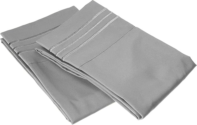 Elegant Comfort Wrinkle & Fade Resistant 1500 Premium Hotel Quality Microfiber Ultra Soft Luxurious 2-Piece Pillowcases, Standard Size, Silver