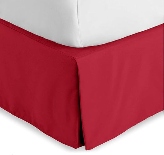Bare Home King Bed Skirt - 15-Inch Tailored Drop Easy Fit - Bed Skirt for Beds - Center & Corner Pleats (King, Red)