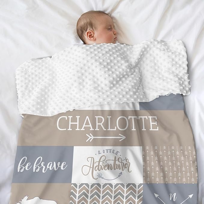 Personalized Baby Blankets for Girls, Personalized Baby Gifts,Best Gift for Baby, Newborn, Woodland Baby Blanket, Super Soft Polyester, Shower Gifts for Nursery, Mocha Meringue