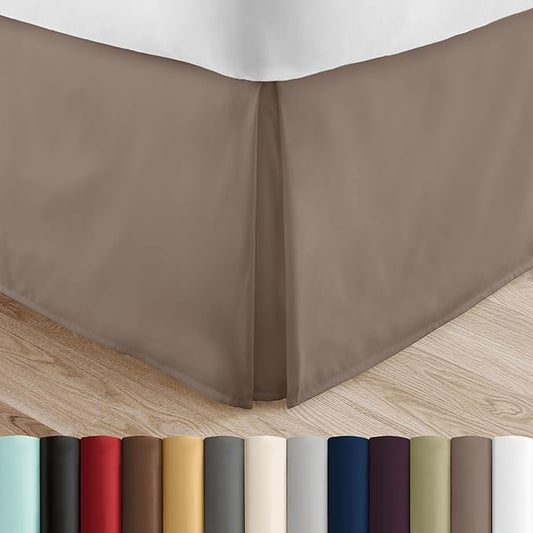 Linen Market Bed Skirt - Ultra Soft Microfiber - Easy Fit with 14 Inch Tailored Drop - Hotel Quality, Shrinkage & Fade Resistant - Bed Cover - Full Size Bed Skirts - Bedroom Décor - (Full, Taupe)