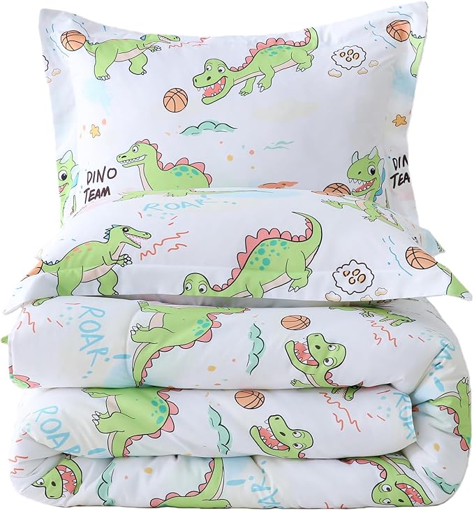 Yibeizi Full Size Bed Comforter Sets, Kids Lightweight All-Season Comforter Set Cute Dinosaur Pattern Microfiber Breathable Hypoallergenic Soft Oeko-Tex Bedding Comforter Sets