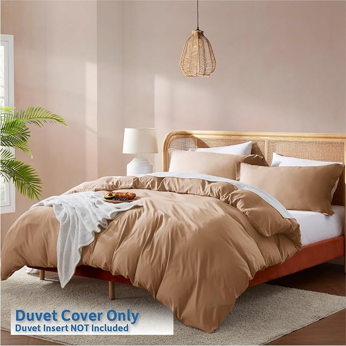 Nestl Twin Duvet Cover Set - Soft Double Brushed Mocha Brown Duvet Cover Twin XL, 2 Piece, with Button Closure, 1 Duvet Cover 68x90 inches and 1 Pillow Sham