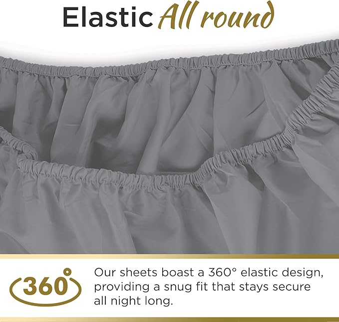 Twin XL 100% Microfiber Double Brushed Sheet Set - Extra-Soft & Wrinkle-Free - 15" Deep Pockets, 39" x 80" - Ideal for Dorms, Hospitals & Split King Beds - 3 PC Set (Twin XL, Gray)