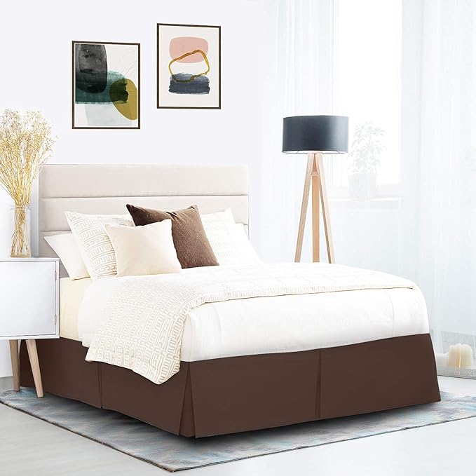 Nestl Dark Brown Full Bed Skirt - Full Size Bed Skirt 14 Inch Drop - Brushed Microfiber Bed Skirts - Hotel Quality Pleated Bed Skirt - Shrinkage & Fade Resistant