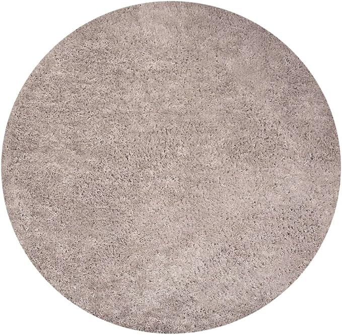 Rugsotic Carpets Hand Tufted Shag Polyester 10'x10' Round Area Rug Solid Ivory K00111