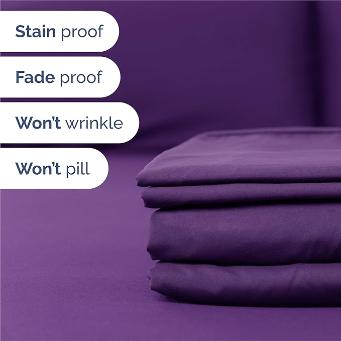 Split King 7 Piece Sheet Set - Comfy Breathable & Cooling - Ultra-Soft Hotel Luxury Bedding Set w/ 8-16 Inch Deep Pockets - 1 Flat & 2 Fitted Sheet & 4 Pillowcases - Wrinkle Free & Easy Care - Purple