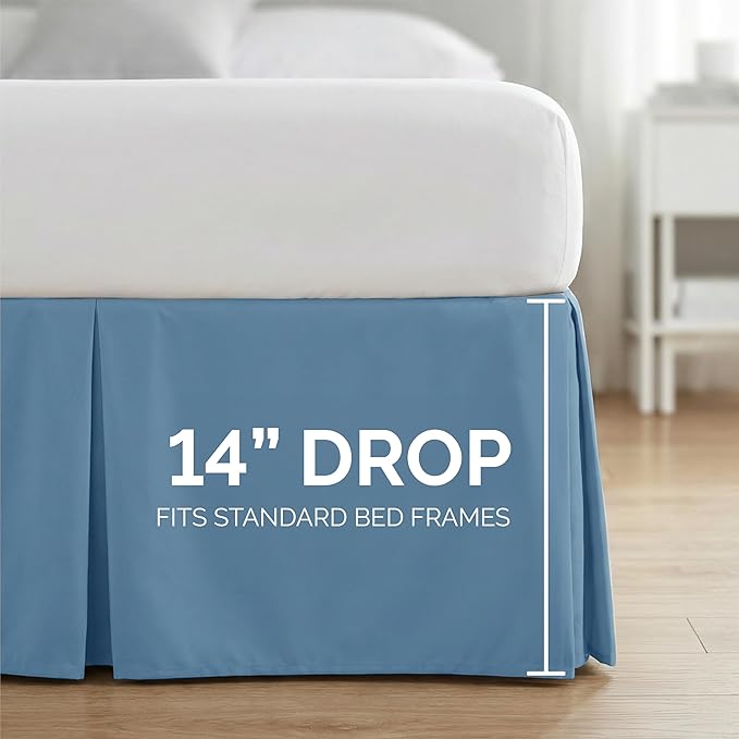 Southshore Fine Living, Inc. King Bedskirt 14 Inch Drop - Pet Hair Resistant Dust Ruffle for King Size Bed - Wrinkle Free, Durable Microfiber, Hotel Quality Bed Skirting, Easy Care - Coronet Blue