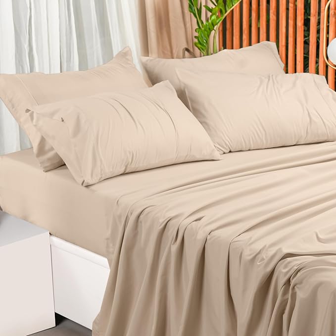 Utopia Bedding King Size Sheet Set - Bulk Pack of 8 Bed Sheets Set - Soft Brushed Microfiber - Deep Pockets - Shrinkage & Fade Resistant - Easy Care (Beige)