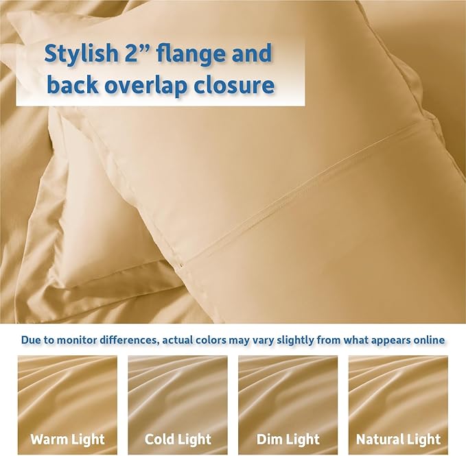 Nestl Queen Duvet Cover Set with Comforter Insert - Camel Gold 4 Piece 90x90 Duvet Cover & 2 Pillow Shams with White Quilted Down Alternative Comforter, Ultra Soft, All Season