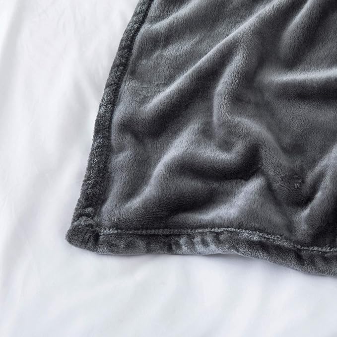 MOONLIGHT20015 Fleece Blanket 2 Pack - Super Soft Fluffy Grey Throw Blanket for Sofa and Bed - Warm and Cozy Lightweight 400 GSM Microfiber Bed Throws Blankets, 50x60 Inches (Throw/Travel)