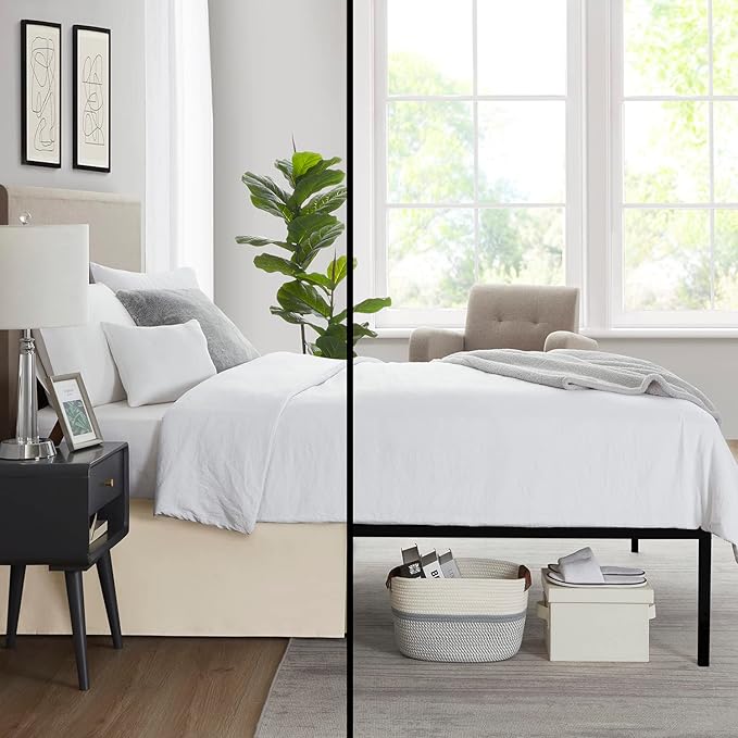 Nestl Cream Bed Skirt King Size - King Bed Skirt 14 Inch Drop - Brushed Microfiber Bed Skirts - Hotel Quality Pleated Bed Skirt - Shrinkage & Fade Resistant