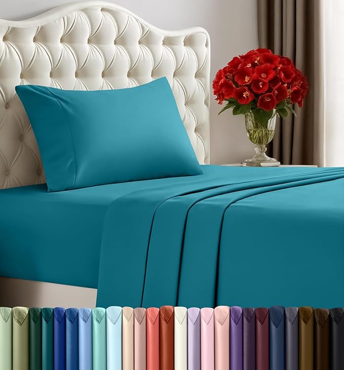 Utopia Bedding Twin Sheet Set – 3 Piece Bed Sheets for Twin Size Bed, Soft and Breathable Microfiber, Includes 1 Fitted Sheet, 1 Flat Sheet and 1 Pillowcase (Denim Blue)