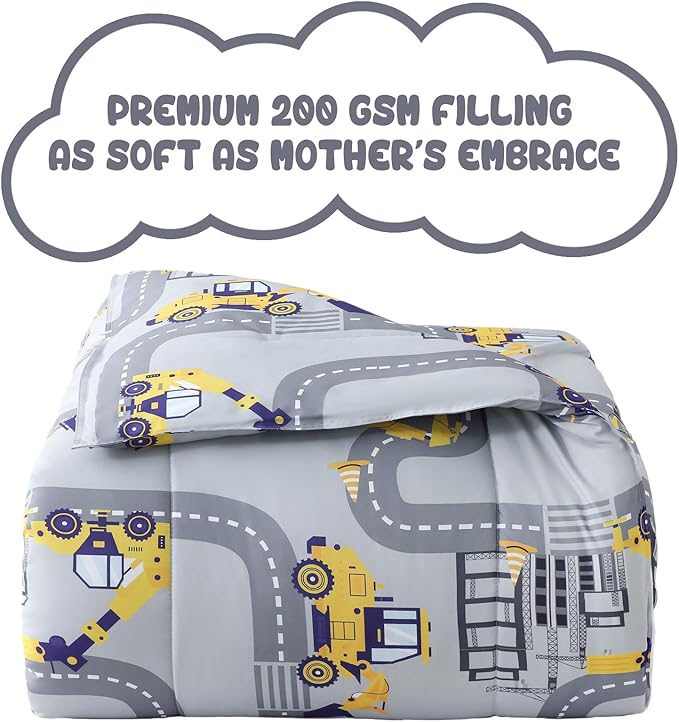 Yibeizi Full Size Bed Comforter Sets, Kids Lightweight All-Season Comforter Set Cute Truck Pattern Microfiber Breathable Hypoallergenic Soft Oeko-Tex Bedding Comforter Sets