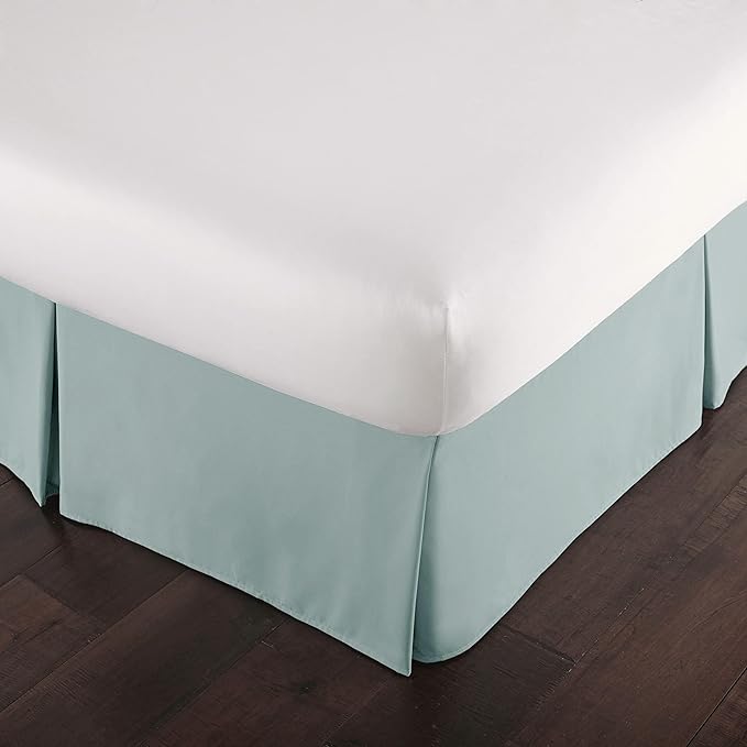 Southshore Fine Living, Inc. Twin Size Bed Skirt - 14" Drop, Luxury Pleated Bed Skirts, Twin Size Bedding Dust Ruffle, Sky Blue