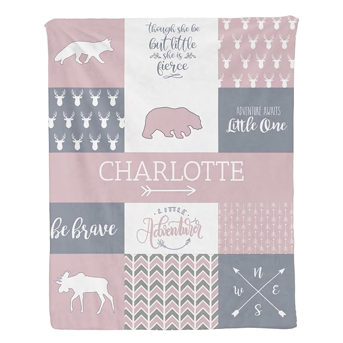 Personalized Baby Blanket Custom Blanket with Name for Newborn Baby Girls Nursery Blankets Gifts Customize Baby Blankets 35x45in Newborn Holiday Shower Gift, Pink