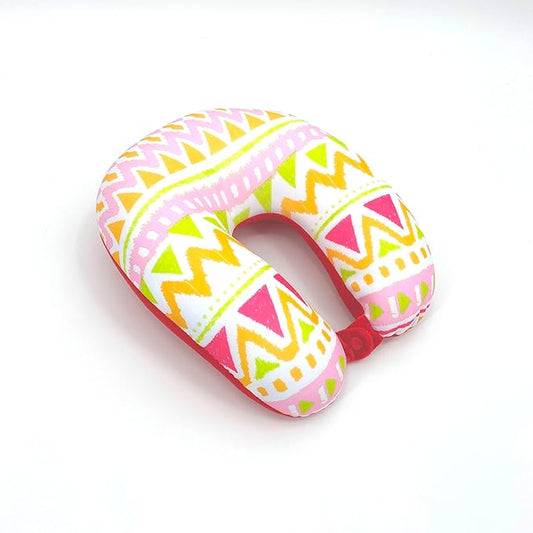 Bookishbunny U Shaped Micro Beads Microbead Neck Head Support Travel Pillow, 12"x12"x4" (WavePinkRed)