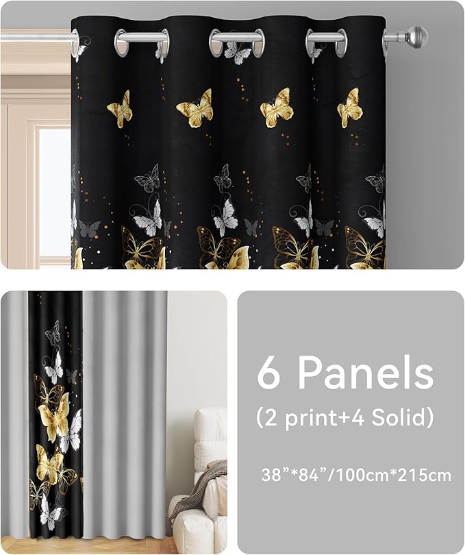Comforter Sets with Matching Curtains 1Bedspread 2Pillowcases 2Print Curtains 4Solid Curtains Queen Comforter Set with Curtains Black and Gold Comforter Set Luxuriously Soft Glam Bedroom