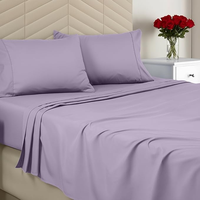 Utopia Bedding Queen Size 4 Piece Sheet Set - Brushed Microfiber - Soft Bed Sheets for Queen Size Bed Set - Includes 1 Fitted, 1 Flat, & 2 Pillow Cases - Deep Pocket (Lavender)
