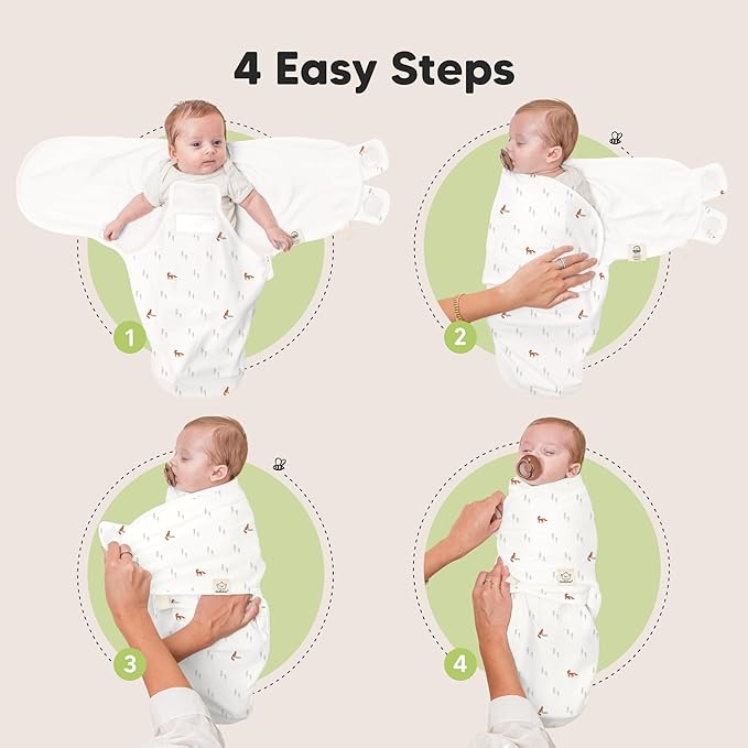 Baby Swaddle Sleep Sacks with Zipper - 3-Pack Swaddles for Newborns 0-3 Months, Infant, Baby Girls, Boys, Soft & Durable Newborn Sleep Sack, Easy Diaper Change Swaddling Blanket (Forest, OS)