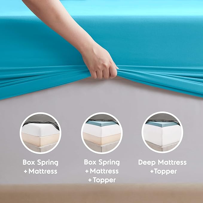 Nestl Twin Sheet Set - 1800 Ultra-Soft Microfiber Twin Bed Sheets - Double Brushed - Deep Pockets - Easy Fit - Extra Soft - 3 Piece Set - Bedding Sheets & Pillowcases (Twin, Bright Blue)