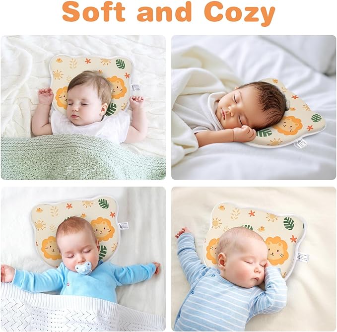 Memory Foam Pillow, Skin-Friendly & Breathable, Soft & Cosy, Easy Clean & Machine Washerable, Ideal for Perfect Head Shape, Infants Nursing Pillow for Boys & Girls (Pink)