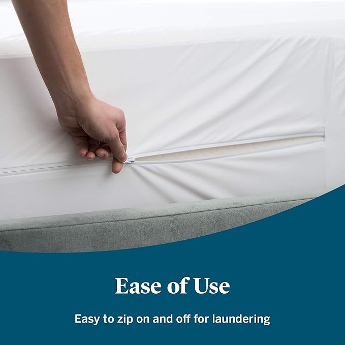 LUCID Encasement Mattress Protector - Completely Surrounds Mattress for Waterproof Protection - Dorm Room Essentials - Twin XL , White