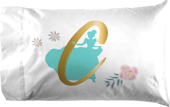 Jay Franco Kids Sheet Set with Fitted, Flat Sheets & Pillow Cover - Ultra-Soft Bedding with Pillowcase for Room Decor, Blue - Princess Cinderella, 4 Piece Full