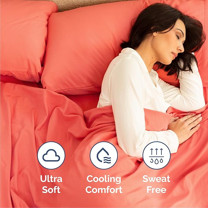 Queen 6 Piece Sheet Set - Comfy Breathable & Cooling - Ultra Soft Hotel Luxury Bedding Set w/ 8-16 Inch Deep Pockets - 1 Flat & 1 Fitted Sheet & 4 Pillowcases - Cozy, Wrinkle Free & Easy Care - Coral