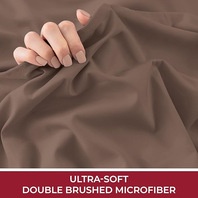Mellanni California King Fitted Sheet - Iconic Collection Bedding Sheets with up to 16 inch Deep Pocket - Soft & Cooling - Fade & Stain Resistant - 1 PC (Twin XL, Dark Taupe)