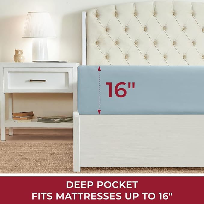 Mellanni Full Fitted Sheet - Iconic Collection Bedding Sheets with up to 16 inch Deep Pocket - Soft & Cooling - Fade & Stain Resistant - 1 PC (Full, Aqua)