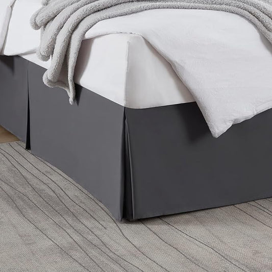 Nestl Dark Gray Twin Bed Skirt - Twin Size Bed Skirt 14 Inch Drop - Brushed Microfiber Bed Skirts - Hotel Quality Pleated Bed Skirt - Shrinkage & Fade Resistant