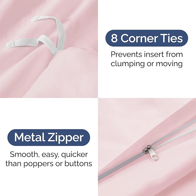 Duvet Cover Twin/Twin XL Size - Extra Soft Twin/Twin XL Size Duvet Cover - Lightweight, Breathable & Fade Free w/ Zipper Closures & Ties - 68" x 90" Inches - (Lavender Pink) Comforter Not Included