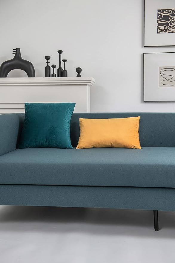 Lumbar Pillow Covers 12x20 Mustard Yellow: Pack of 2 Cozy Soft Velvet Rectangular Modern Luxury Decorative Throw Pillow Cases for Sofa Couch Living Room Bed Home Decor