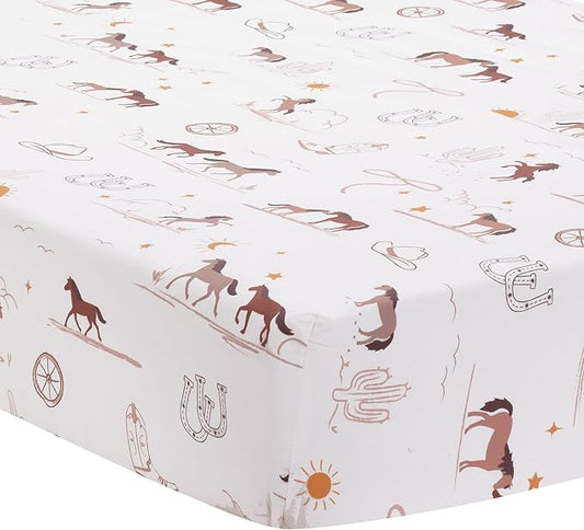 Lambs & Ivy Country Western Breathable 100% Cotton Fitted Crib/Toddler Sheet