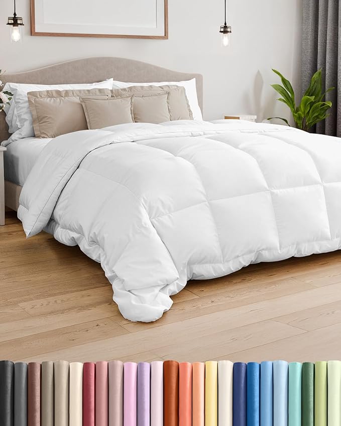 Twin XL Size, White Alternative Down Comforter - Warm, Lightweight & Breathable Hotel Quality Bedding Set for Men, Women, Kids & Teens - All Season Oversized Cooling Microfiber Duvet Insert Comforter
