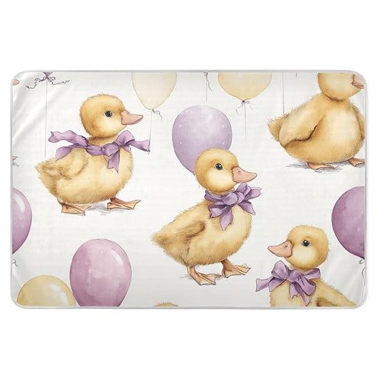 Waterproof Bed Pad Reusable Changing Pad Toddler Mattress Protector Large Pee Pad Baby Diaper Pad Soft Washable Liner Purple Balloons Ducks Bows
