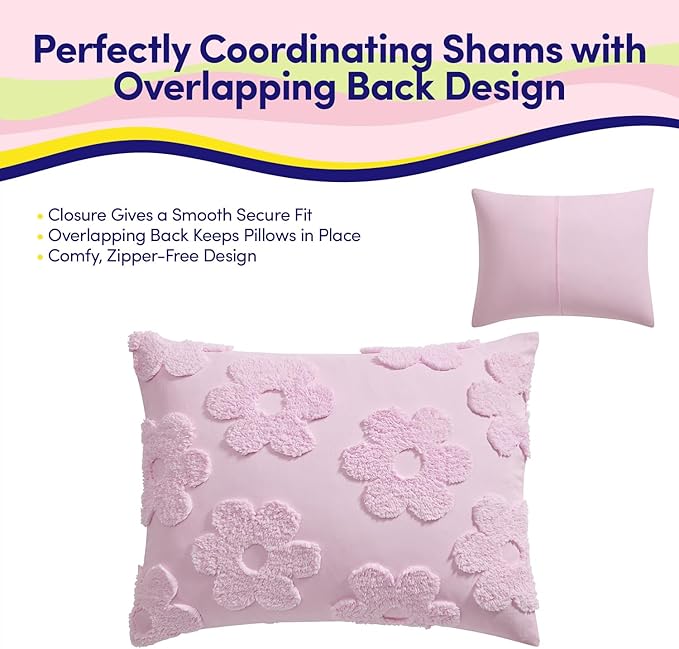 Kids Twin Size Bed in a Bag Tufted Comforter & Sheet Set – Complete Bedding Set with Corner Strap Fitted Sheet, Ultra Soft Lightweight All Season Comforter, Girls Bedroom, Dorm, Guest Room