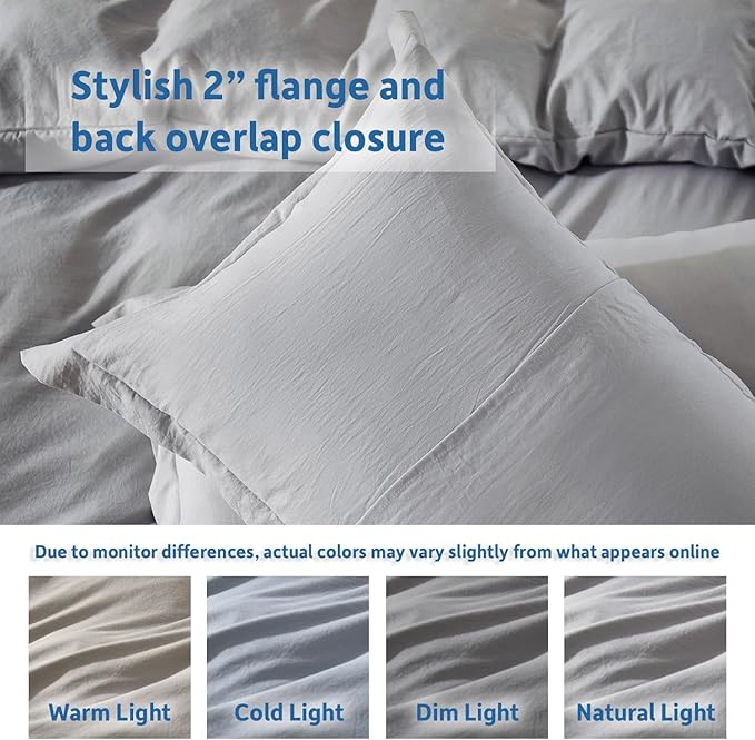 Nestl Light Grey Duvet Cover Queen Size - Soft Prewashed Queen Duvet Cover Set, 3 Piece, with Zipper Closure, 1 Duvet Cover 90x90 inches and 2 Pillow Shams - No Comforter