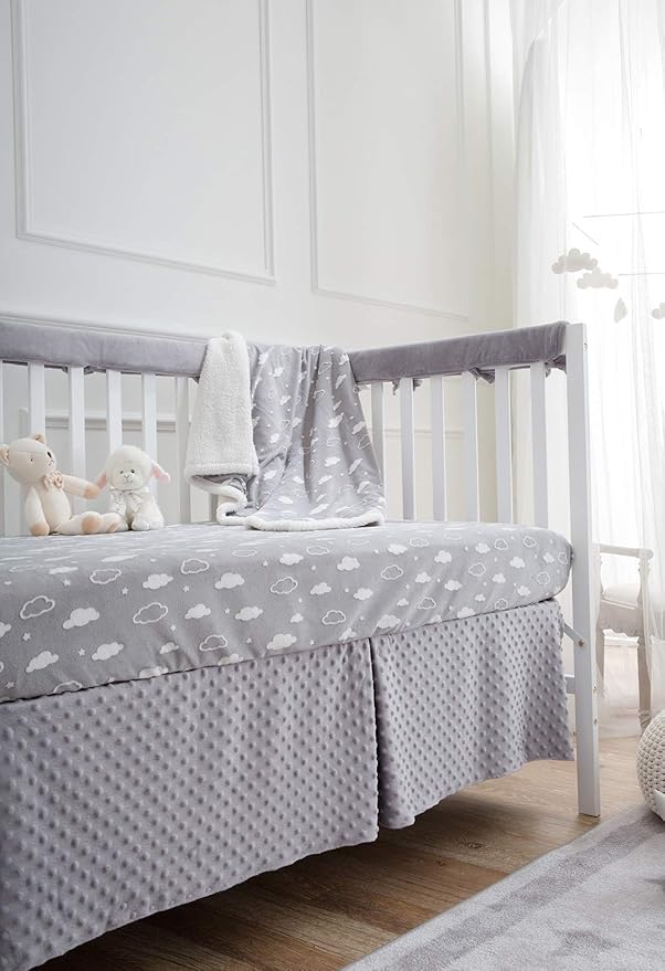 American Baby Company Heavenly Soft 2 Piece Chenille/Sherpa Crib Sheet & Blanket Set, Crib Sheet (52" x 28") & Receiving Blanket (30" x 35"), 3D Cloud Grey, for Boys and Girl