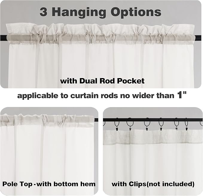 Chyhomenyc Ivory Sheer Curtains 84 Inches Long, Light Filtering Solid Color Window Sheers Curtain Panels, Elegant Curtains Drapes for Living Room Bedroom, 2 Panels (Ivory, 42" W x 84" L)