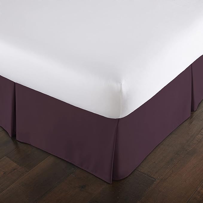 Southshore Fine Living, Inc. Full Bed Skirt - 14" Drop, Luxury Pleated Bed Skirts, Full Bedding Dust Ruffle, Full Size Bed Skirting, Purple