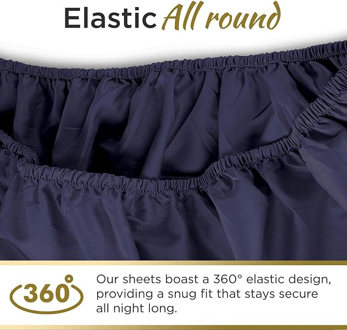 DESTINY CRESCENT BEDDING Microfiber Double Brushed Twin Navy Blue 3 PC Bed Sheets Soft and Comfy-15'' Deep Pocket,39''x75'' Great for Kids Room,Guest Room,Dorms,Camps,Twin Beds (Navy Blue)