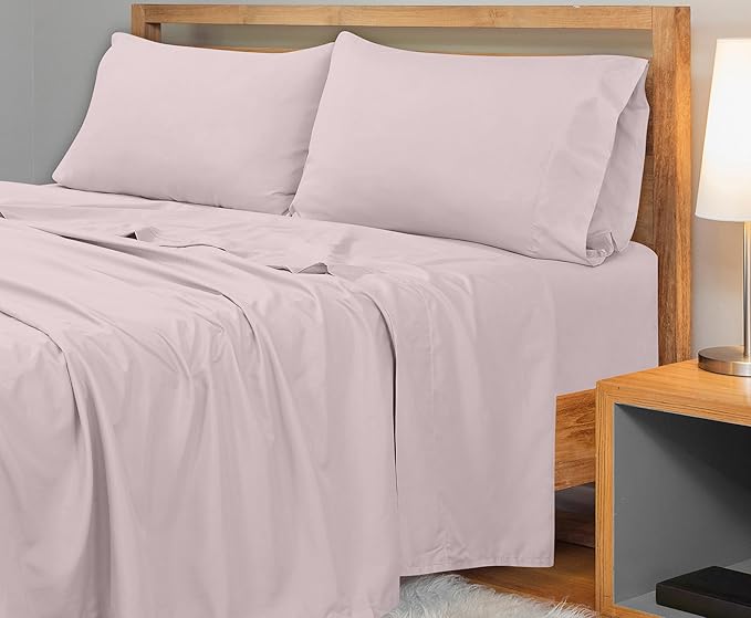 Royale Linens 300 Thread Count 100% Long Staple Combed Cotton Flat Sheet - Super Soft - Top Sheets - King Flat Sheet Sold Separately - Breathable, Cool & Crisp Percale Sheets Only (King, Lavender)