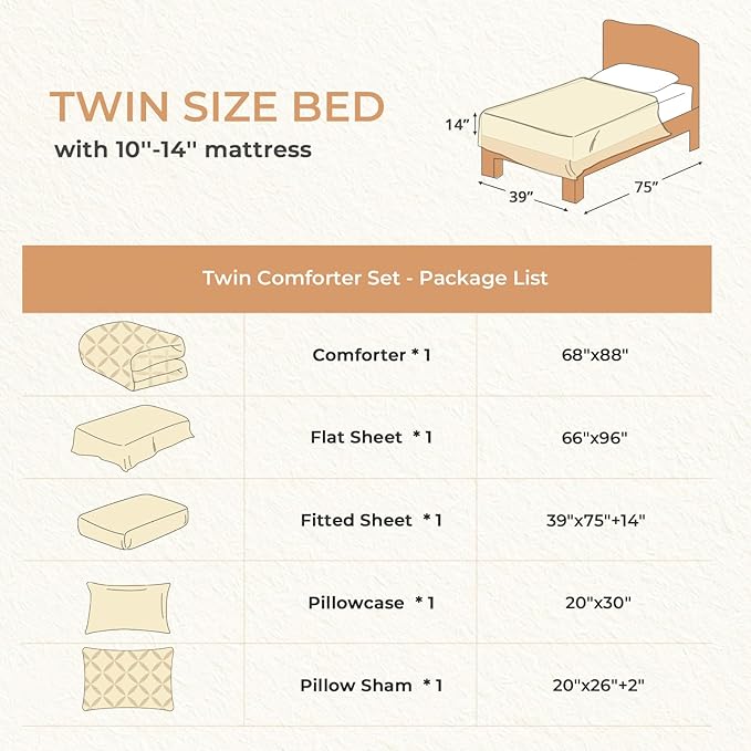 Sasttie Twin Comforter Set, 5-Piece Bed in a Bag, Pintuck Bedding Sets for All Season, Includes Comforter, Flat Sheet, Fitted Sheet, Pillowcase and Pillowsham, Blush Pink