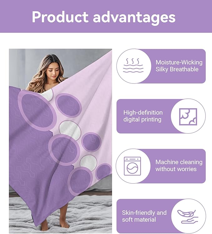 Bed in a Bag with Curtains, 1 Bedspread (66"x86") 2 Pillowcases 2 Print 4 Solid Curtains, Purple Dot Microfiber Bed Cover Set, Coordinated Curtains for Unified Decor