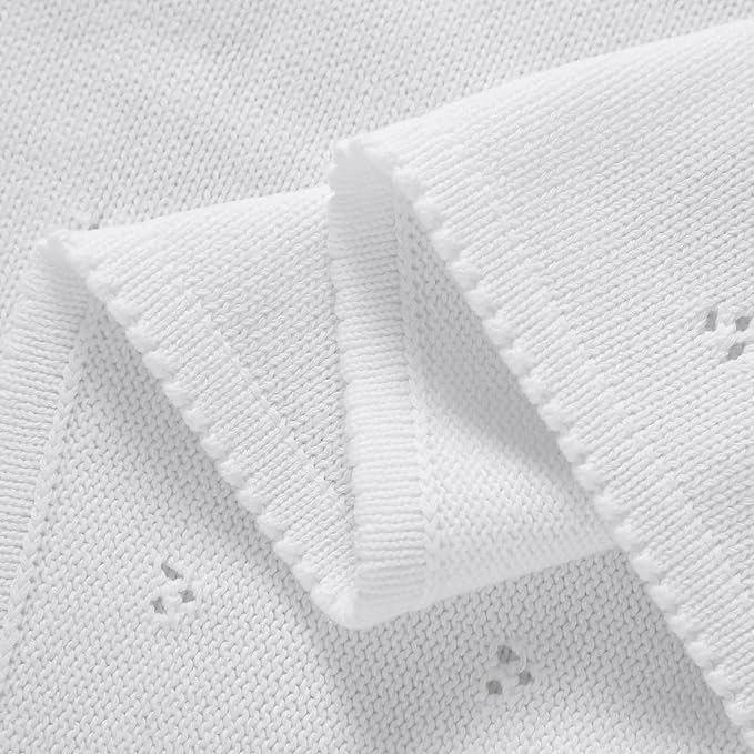 mimixiong Organic Cotton Baby Blanket Neutral Knitted Soft Crib Nursery Swaddling Receiving Blankets for Newborn Baby Boy Girl 40x30 Inch
