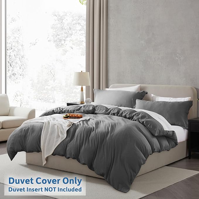 Nestl Twin Duvet Cover Set - Soft Prewashed Grey Duvet Cover Twin/Twin XL, 2 Piece, with Zipper Closure, 1 Duvet Cover 68x90 inches and 1 Pillow Sham