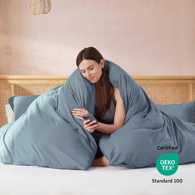 Nestl Stone Blue Duvet Cover King Size - Soft Double Brushed King Duvet Cover Set, 3 Piece, with Button Closure, 1 Duvet Cover 104x90 inches and 2 Pillow Shams