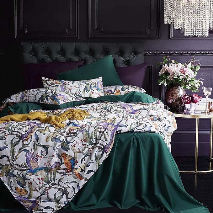Cupocupa Duvet Cover Queen Size Set Boho Floral Pattern Duvet Cover Queen for Queen Size Bed Vintage Soft Bedding Leaf Print Paisley with Pillowcases